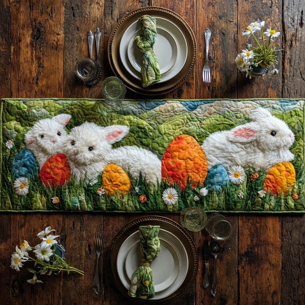 Delightful Easter Bunny Quilted Table Runner