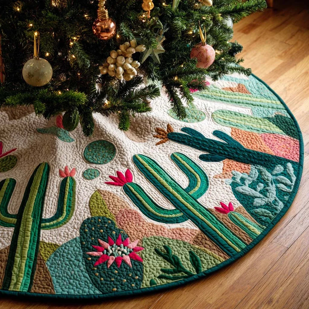 Desert Bloom Cactus Quilted Tree Skirt