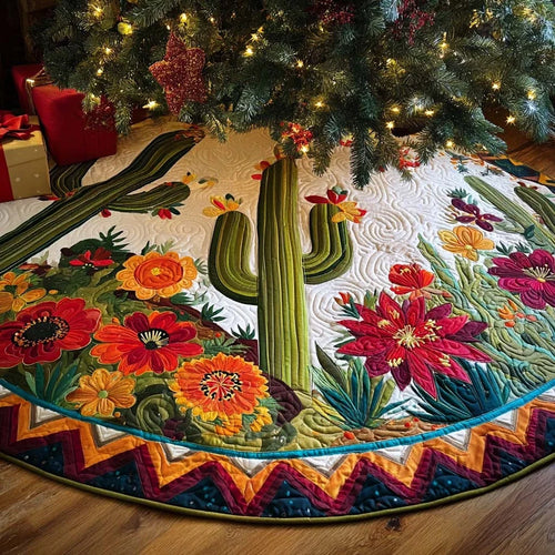 Desert Green Christmas Quilted Tree Skirt