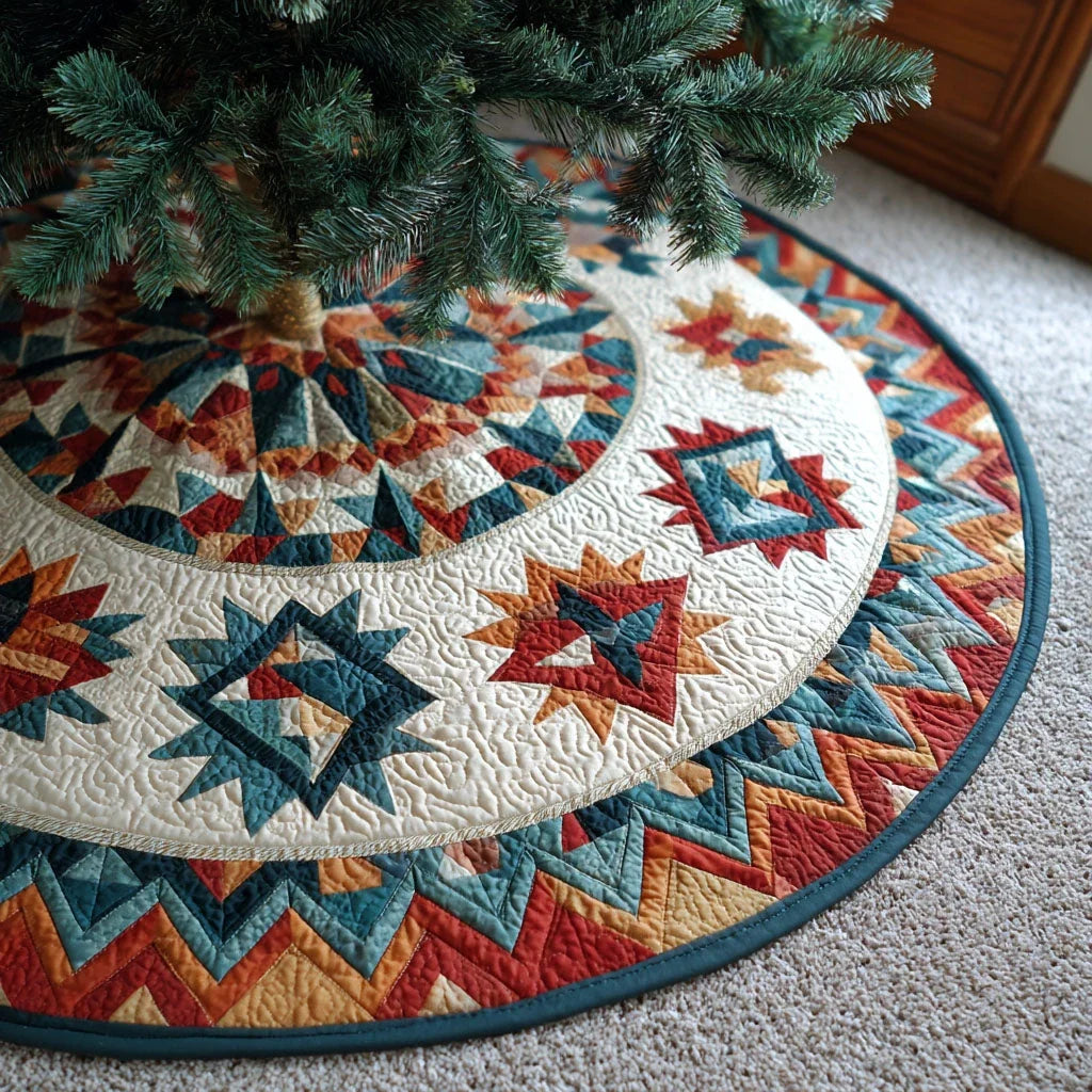 Desert Starburst Christmas Quilted Tree Skirt