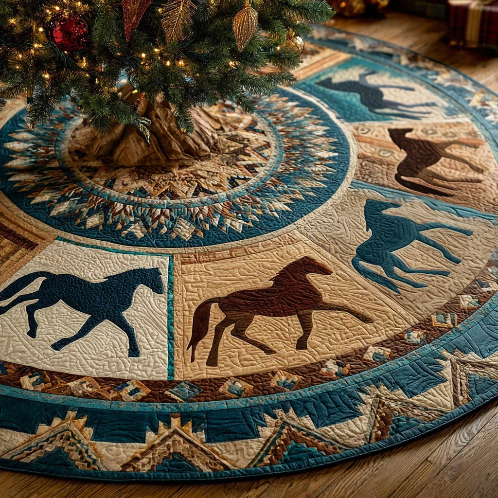 Desert Trail Horse Christmas Quilted Tree Skirt