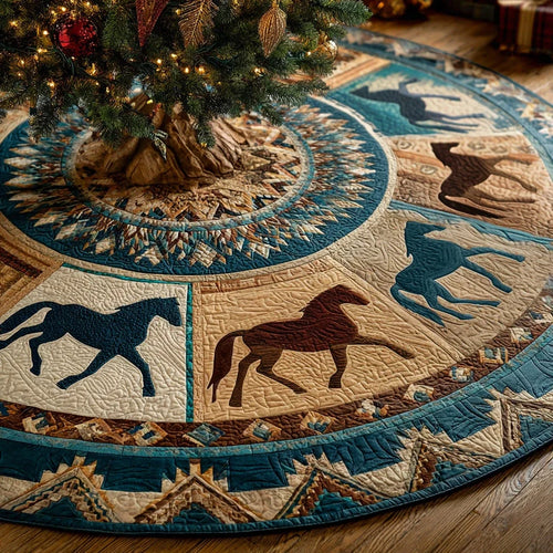 Desert Trail Horse Christmas Quilted Tree Skirt