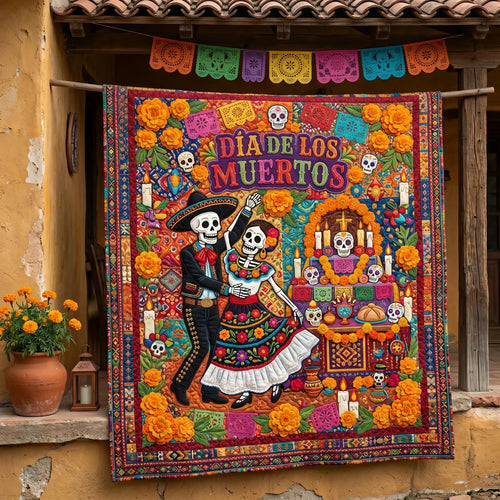 Dia De Los Muertos Quilt Blanket