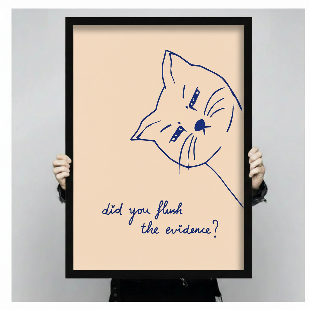 Did You Flush Evidence Funny Cat Canvas Wall Art