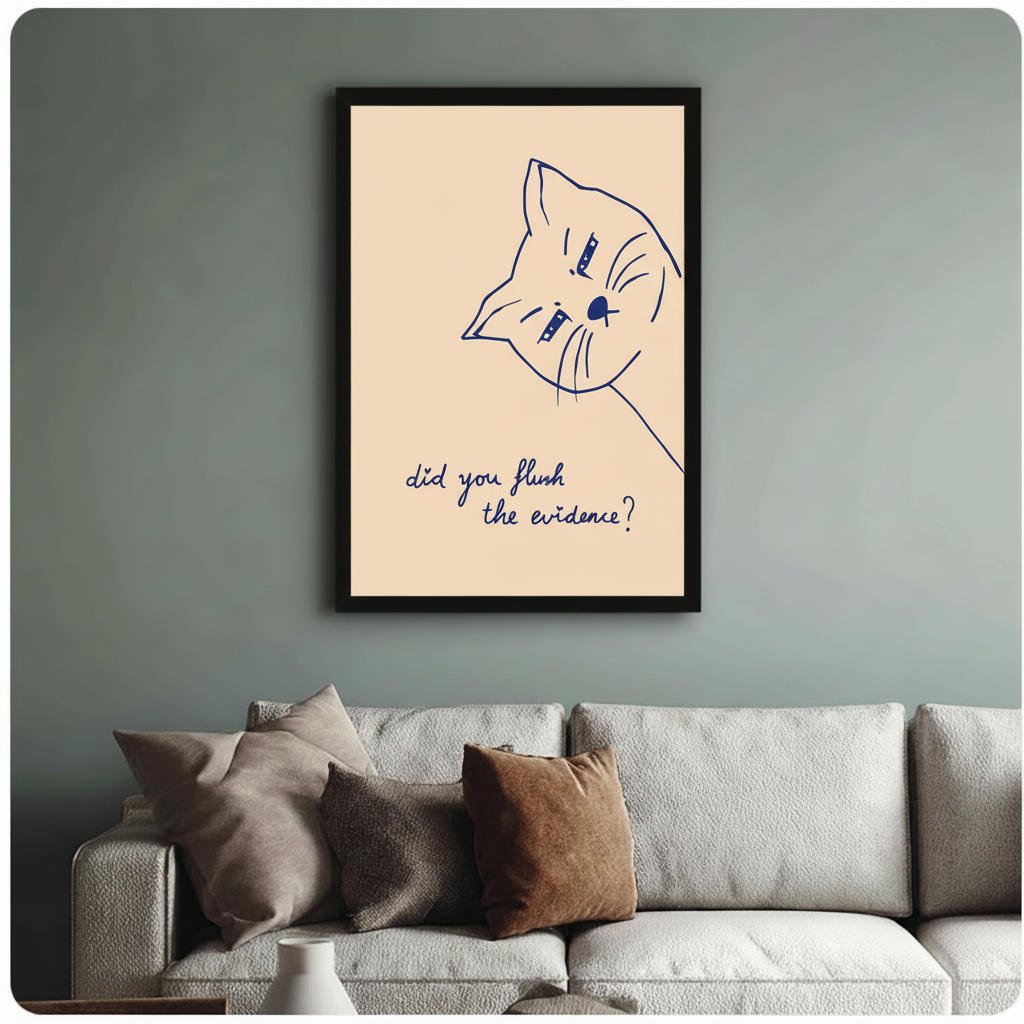 Did You Flush Evidence Funny Cat Canvas Wall Art