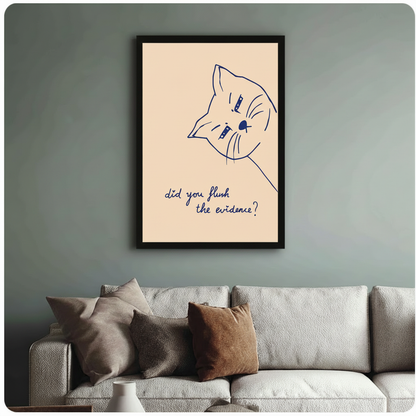 Did You Flush Evidence Funny Cat Canvas Wall Art