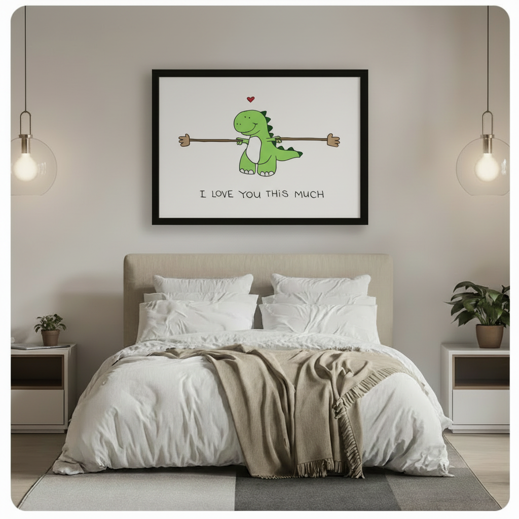 Cute Dinosaur Love Quote Funny Canvas Art Wall Art