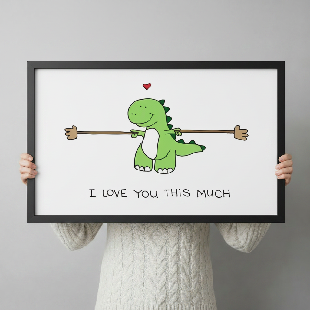 Cute Dinosaur Love Quote Funny Canvas Art Wall Art