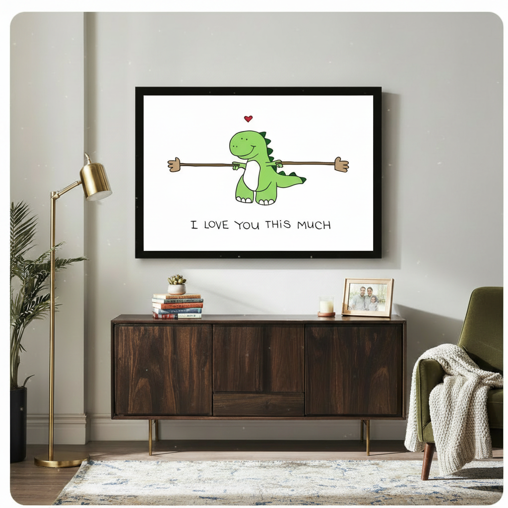 Cute Dinosaur Love Quote Funny Canvas Art Wall Art