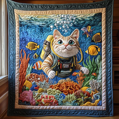 Dive Cat Quilt Blanket