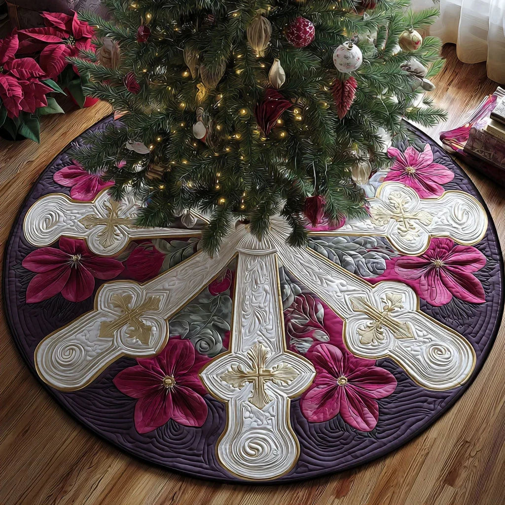 Divine Bloom Christmas Quilted Tree Skirt