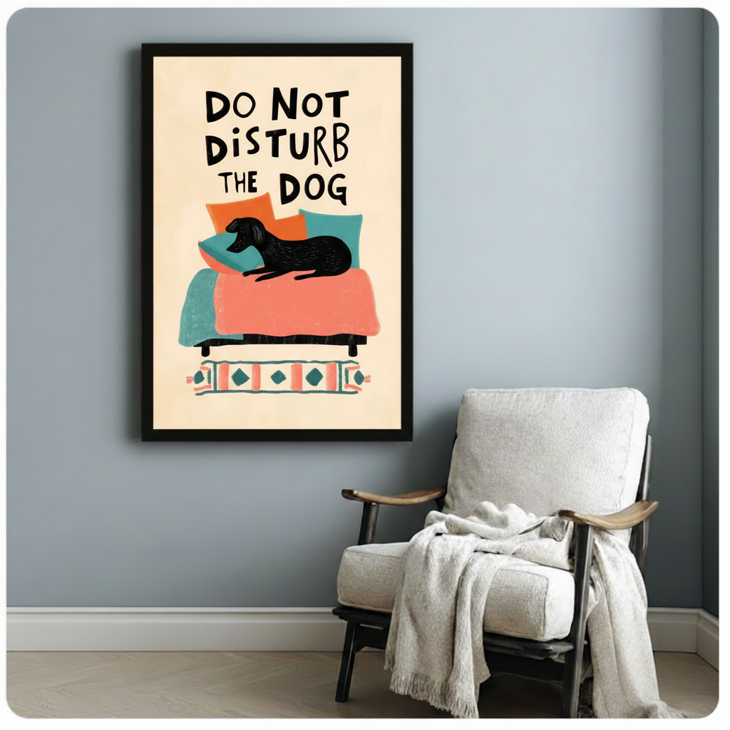 Do Not Disturb the Dog Funny Canvas Art Wall Art