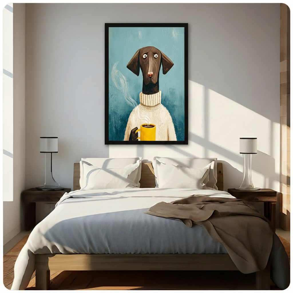 Coffee Dog Cozy Sweater Funny Canvas Art Wall Art