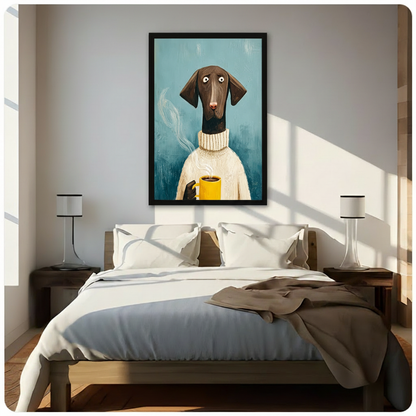Coffee Dog Cozy Sweater Funny Canvas Art Wall Art