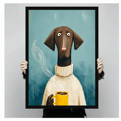 Coffee Dog Cozy Sweater Funny Canvas Art Wall Art