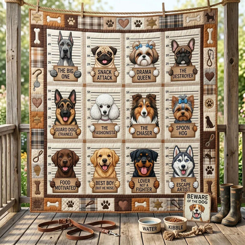 Dog Mugshot Quilt Blanket