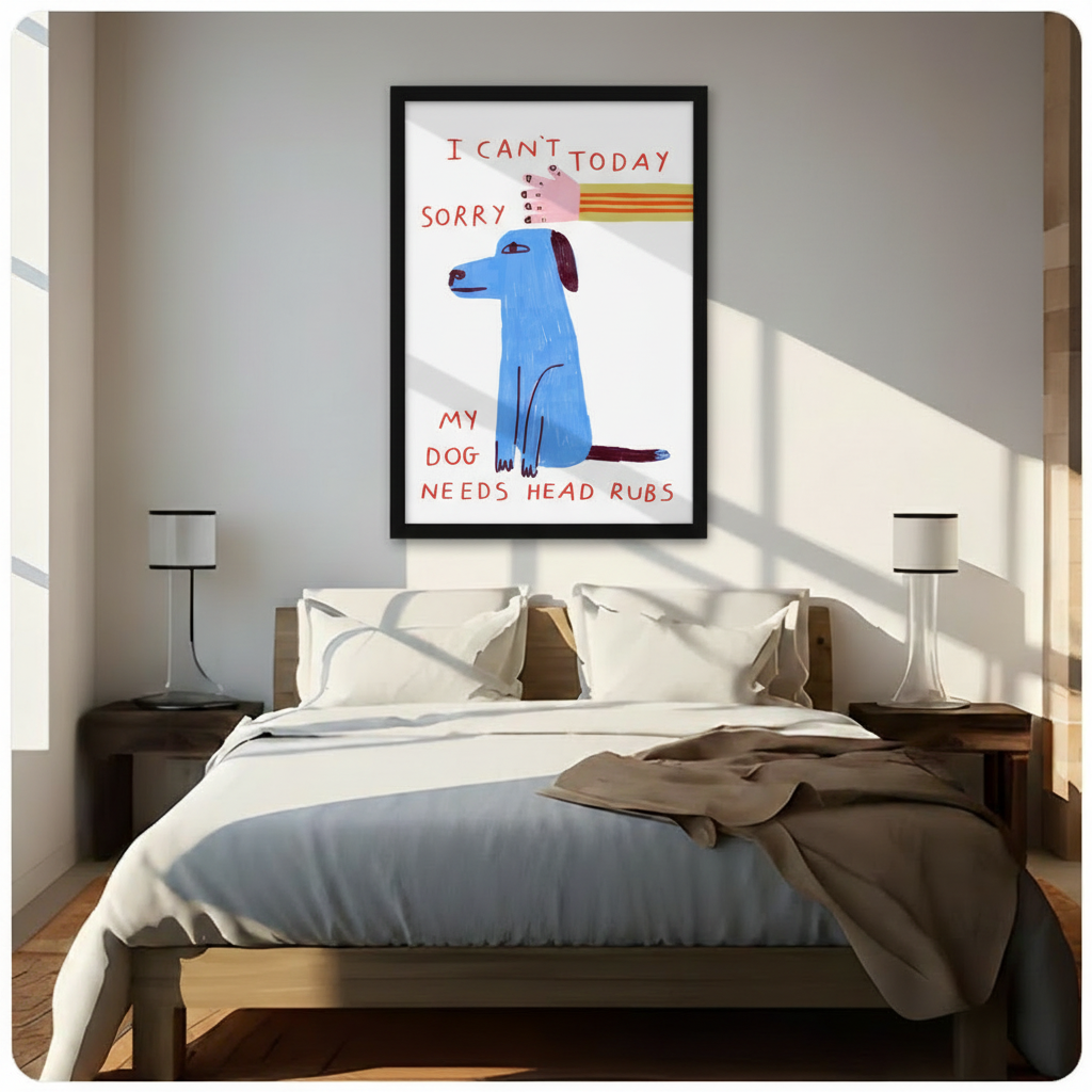 I Can't Today My Dog Needs Head Rubs Print Canvas Wall Art