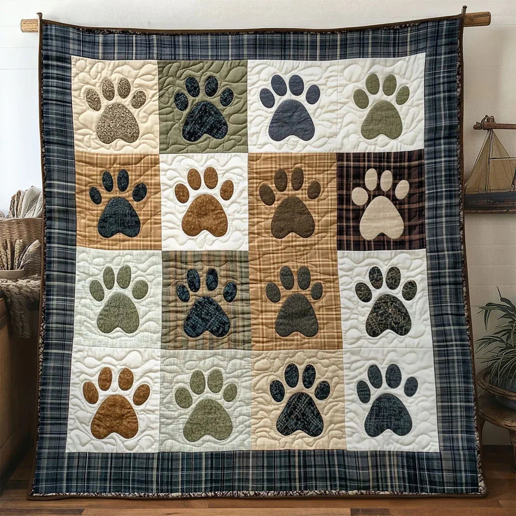 Dog Paw Memory Quilt Blanket