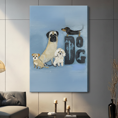 Cute Dog Breeds Oil Painting Canvas Wall Art