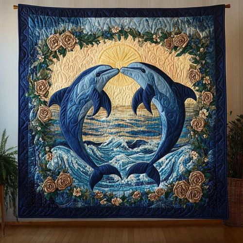 Dolphin Romance Quilt Blanket