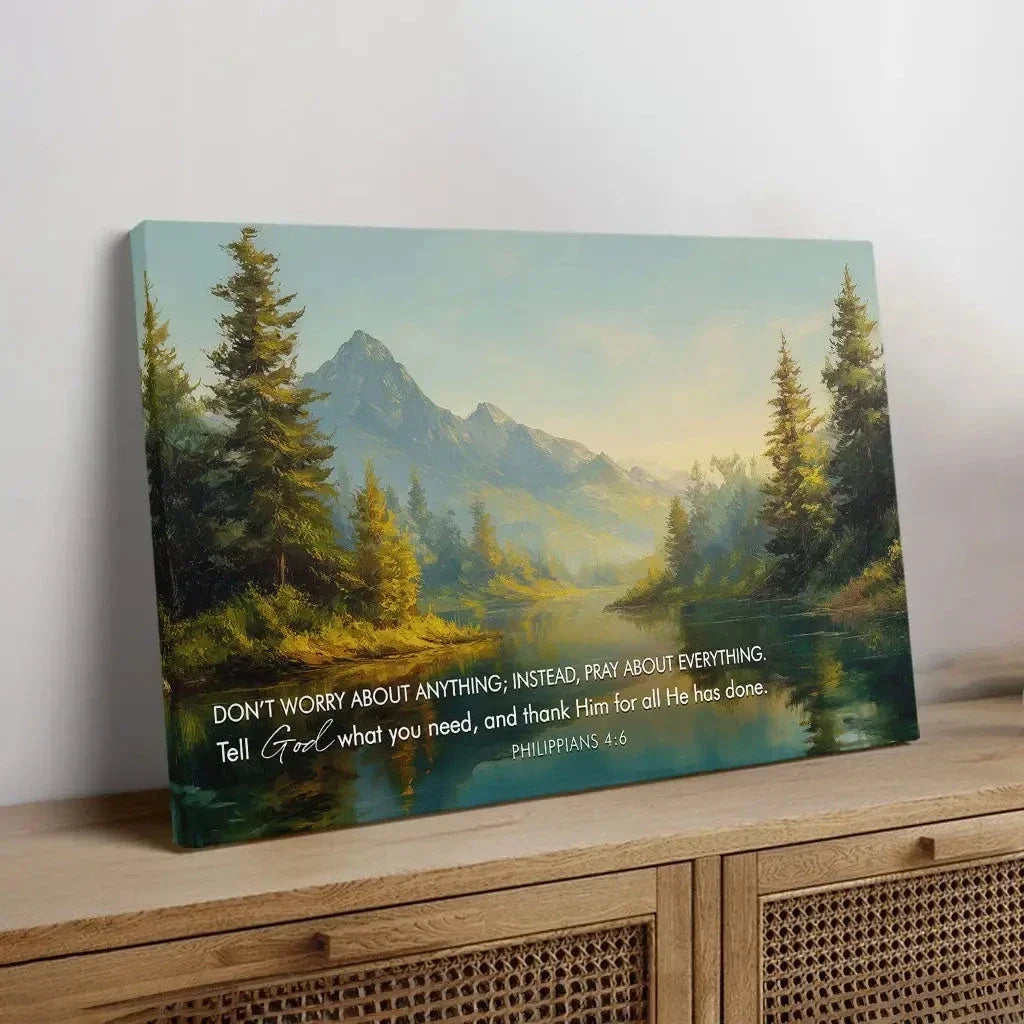 don t worry pray about everything philippians 4 6 wall art canvas (Landscape) (view 4)
