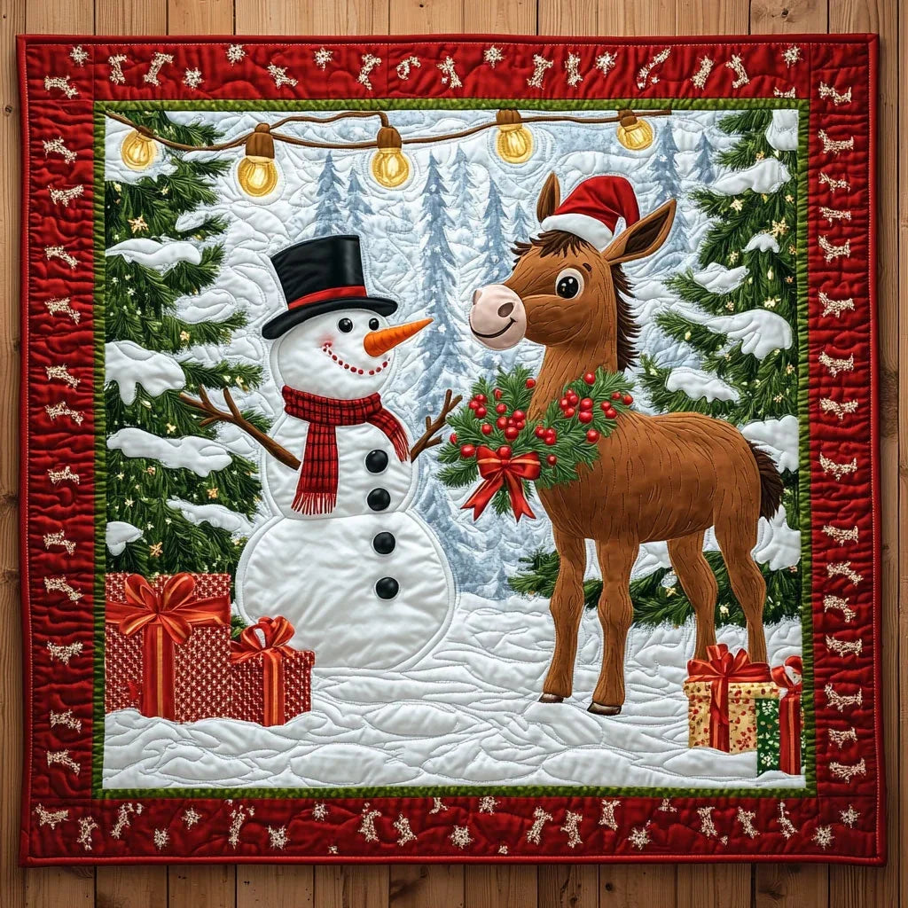 Donkey Christmas Friend Quilt Blanket
