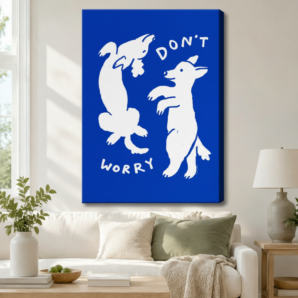 Don't Worry Dancing Dogs Canvas Wall Art