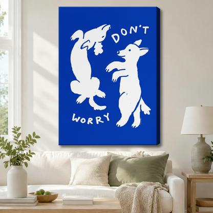 Don't Worry Dancing Dogs Canvas Wall Art