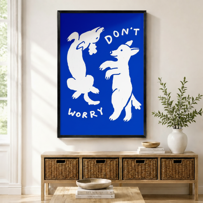 Don't Worry Dancing Dogs Canvas Wall Art