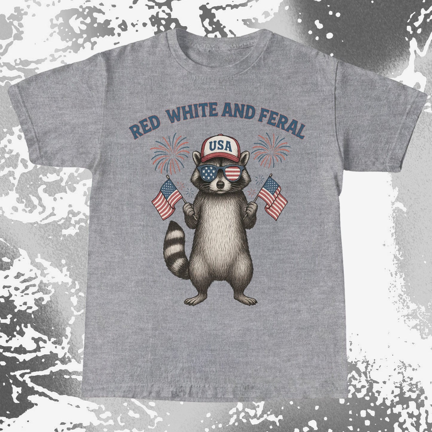 Red White And Feral Raccoon USA Shirt, funny meme tee gift (view 5)