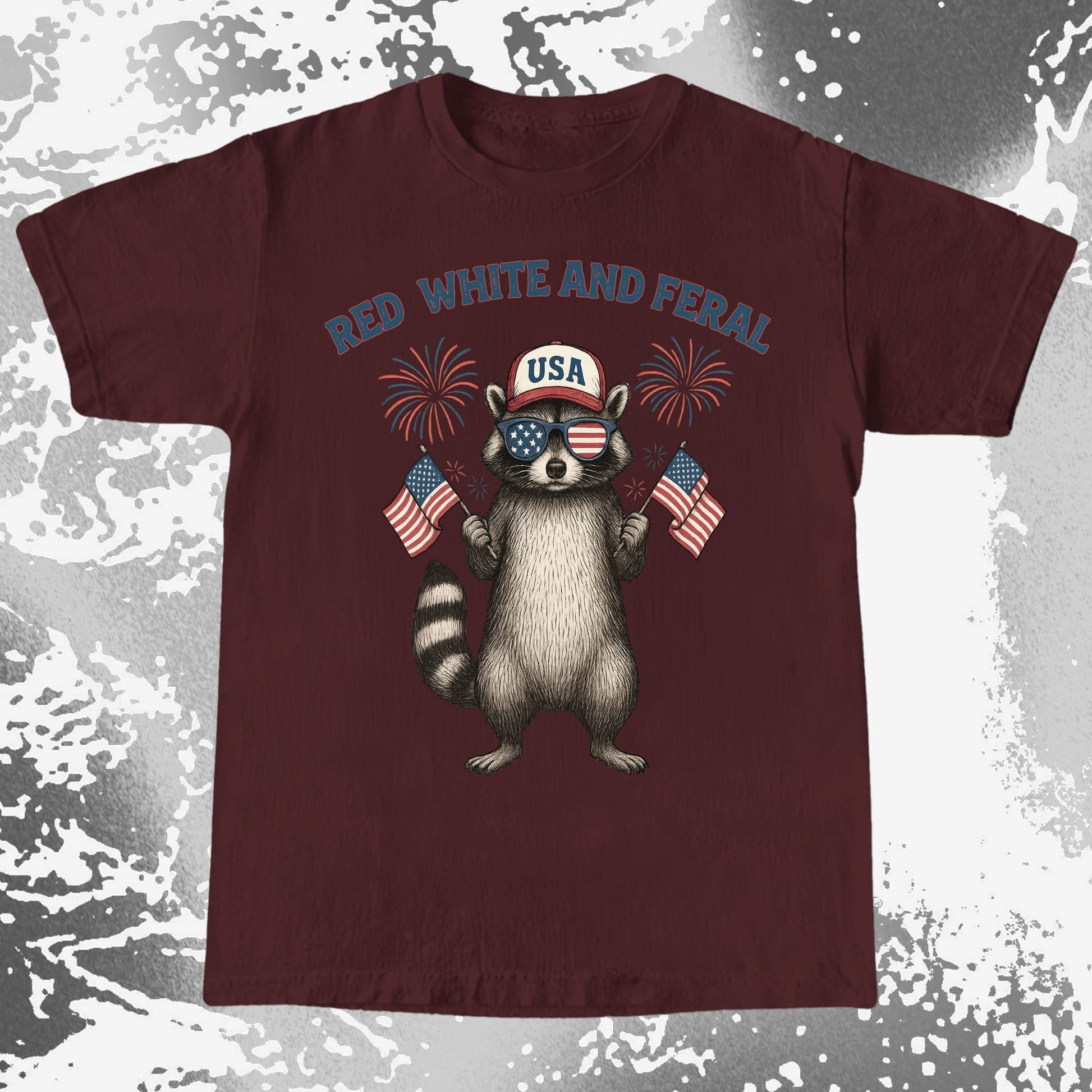 Red White And Feral Raccoon USA Shirt, funny meme tee gift (view 9)