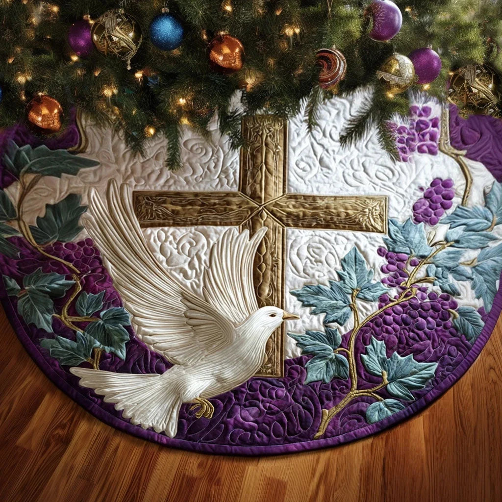 Dove of Peace Christmas Quilted Tree Skirt