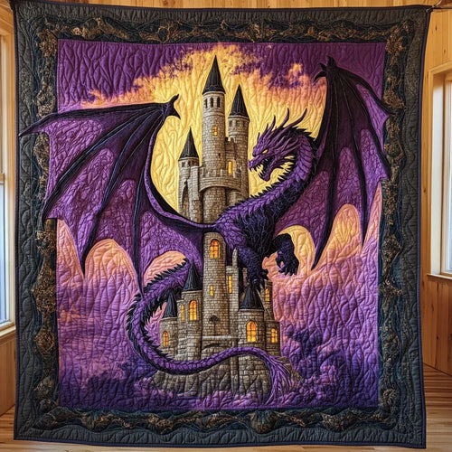 Dragon And Castle Quilt Blanket