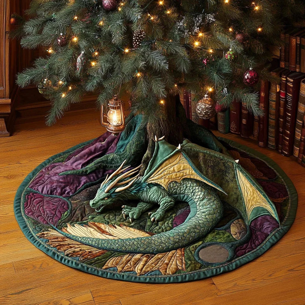 Dragon Haven Christmas Quilted Tree Skirt