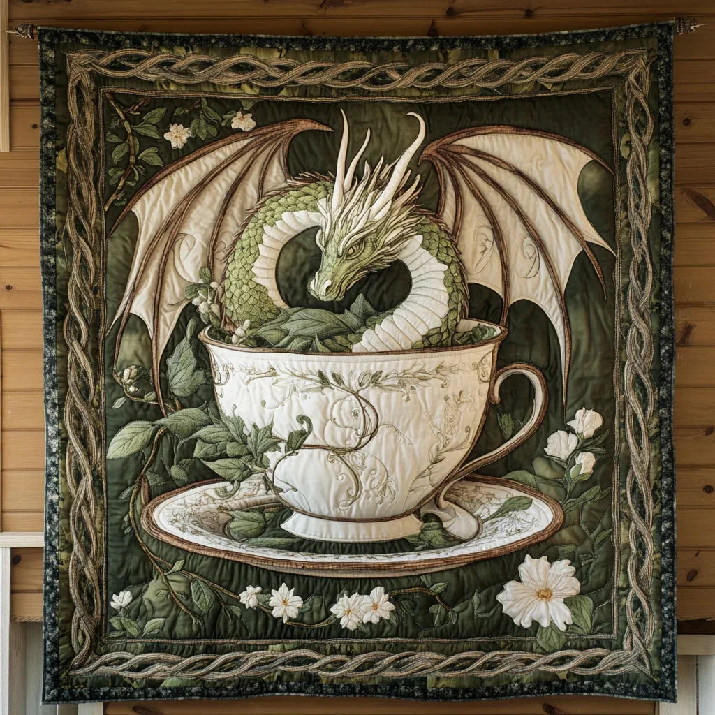 Dragon In Cup Quilt Blanket