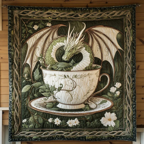 Dragon In Cup Quilt Blanket
