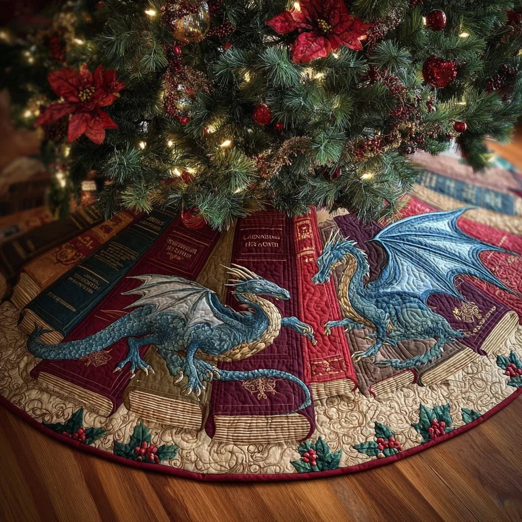 Dragon Whisper Christmas Quilted Tree Skirt