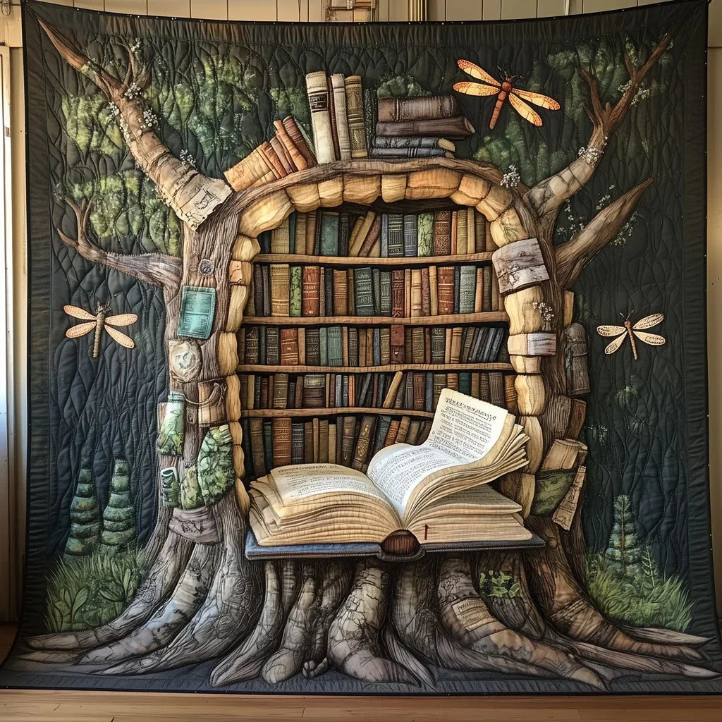 Dragonfly Arboreal Library Quilt Blanket