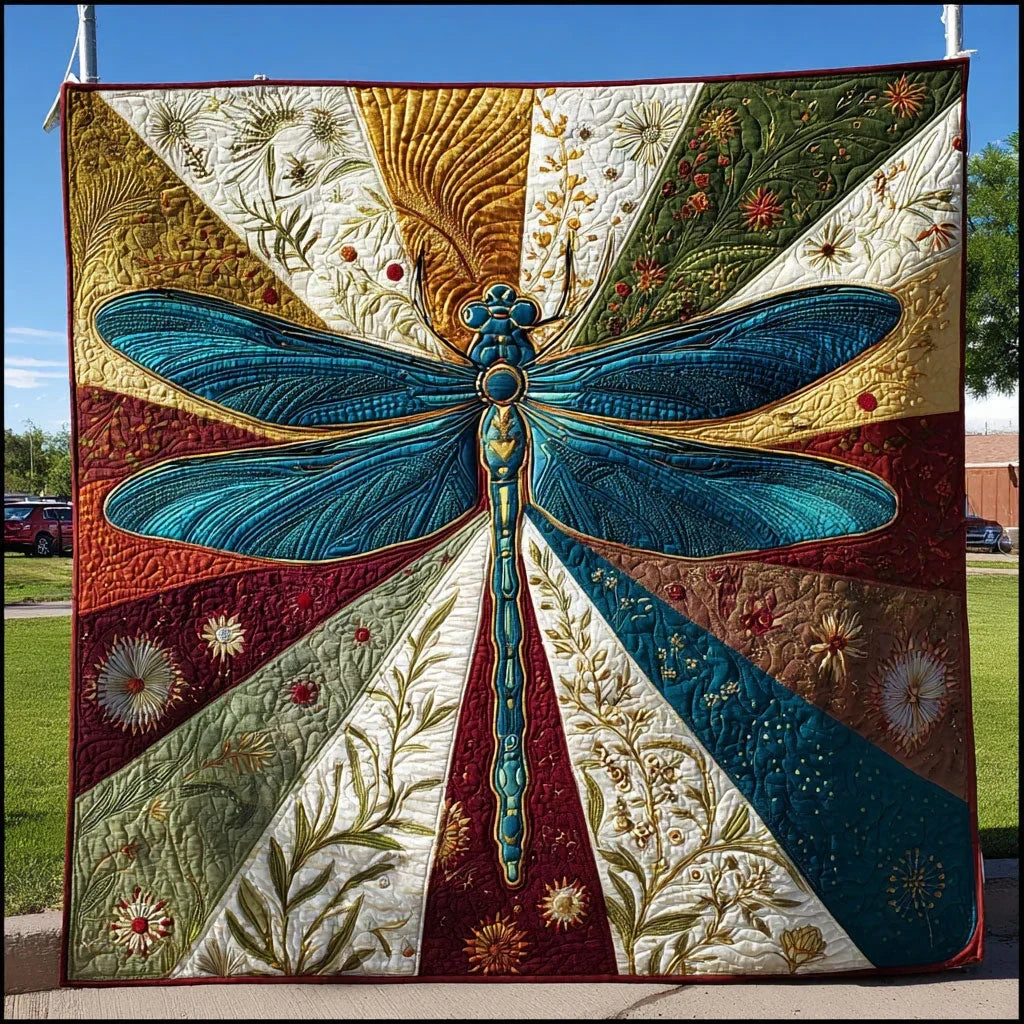 Dragonfly Bloom Quilt Blanket