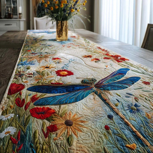 Dragonfly Blossom Quilted Table Runner