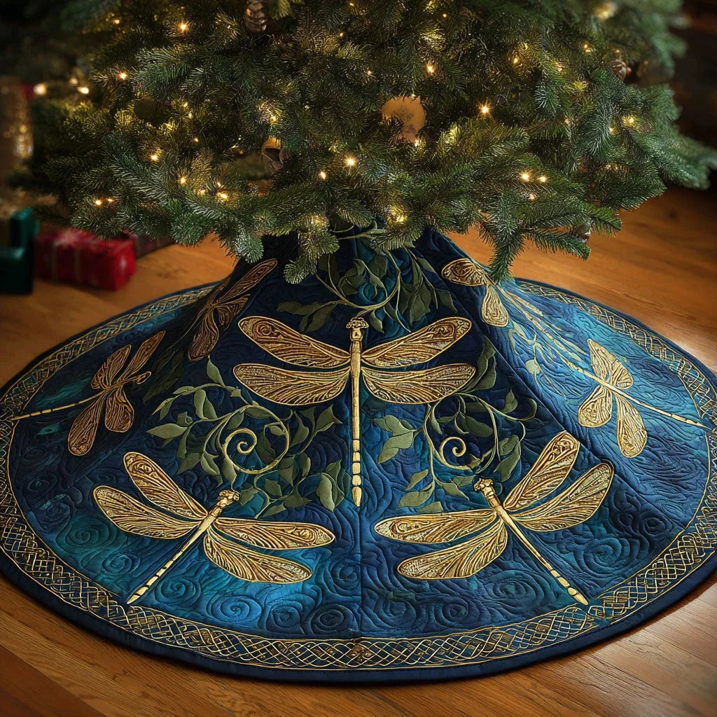 Dragonfly Dream Christmas Quilted Tree Skirt