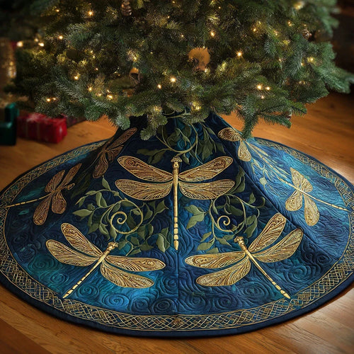 Dragonfly Dream Christmas Quilted Tree Skirt