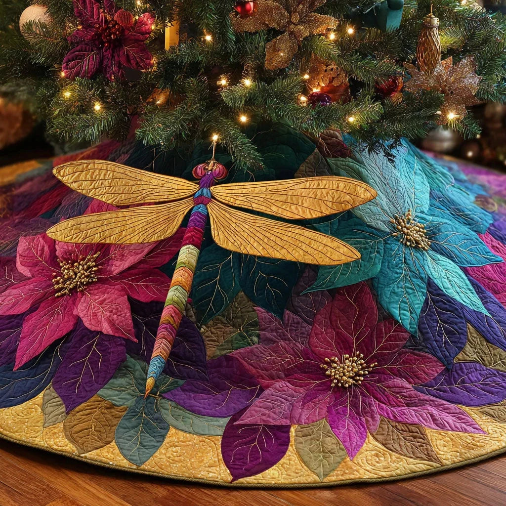 Dragonfly Dream Christmas Quilted Tree Skirt