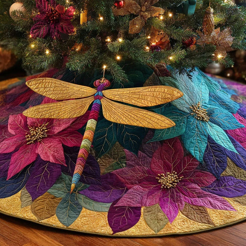 Dragonfly Dream Christmas Quilted Tree Skirt