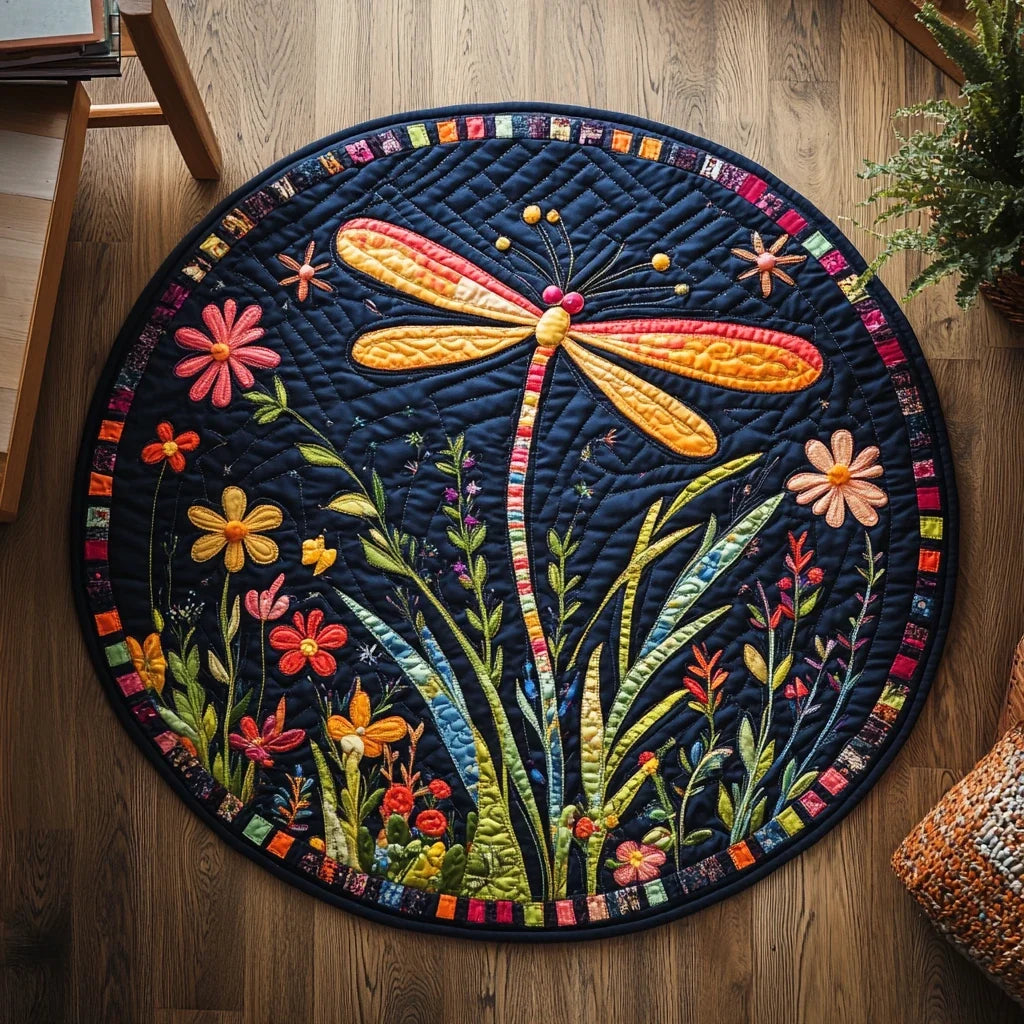 Dragonfly Dusk Quilted Round Mat