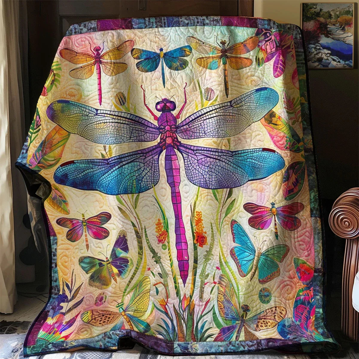 Dragonfly Garden Quilt Blanket
