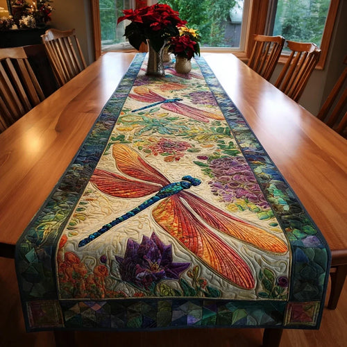 Dragonfly Glow Quilted Table Runner