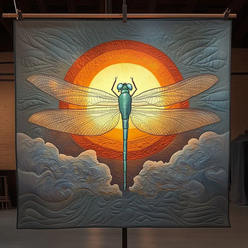 Dragonfly Gradient Sunset Quilt Blanket
