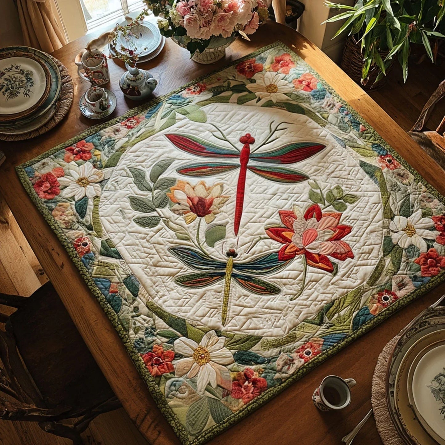 Dragonfly Meadow Quilted Table Topper