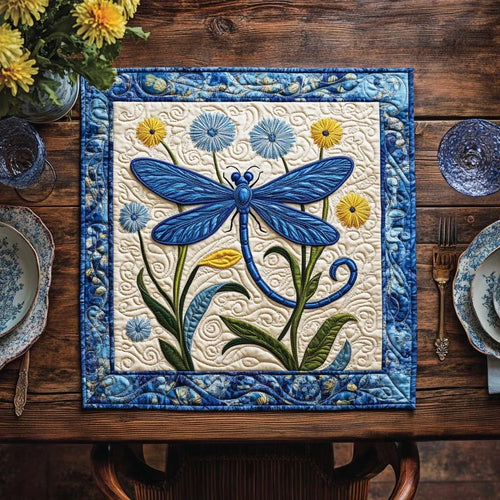 Dragonfly Morning Mist Quilted Table Topper
